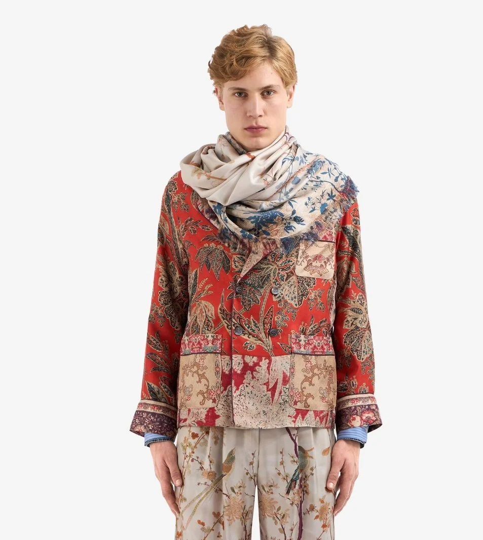 PIERRE-LOUIS MASCIA ALOE SILK 135X195CM SCARF FLORAL SS25